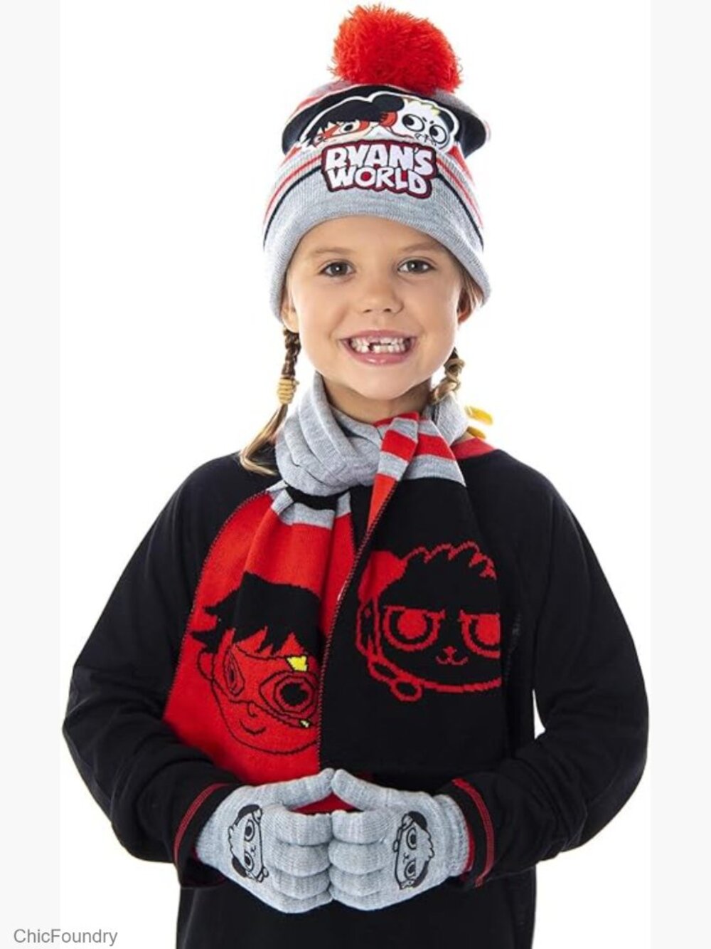 Kids Ryan and Combo Panda Hat Gloves Scarf Set